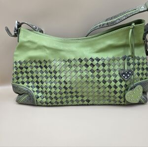 EUC Sharif Green and Black Woven Shoulder Bag